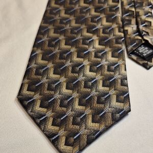 Joseph & Feiss Gold Black Geometric Tie
